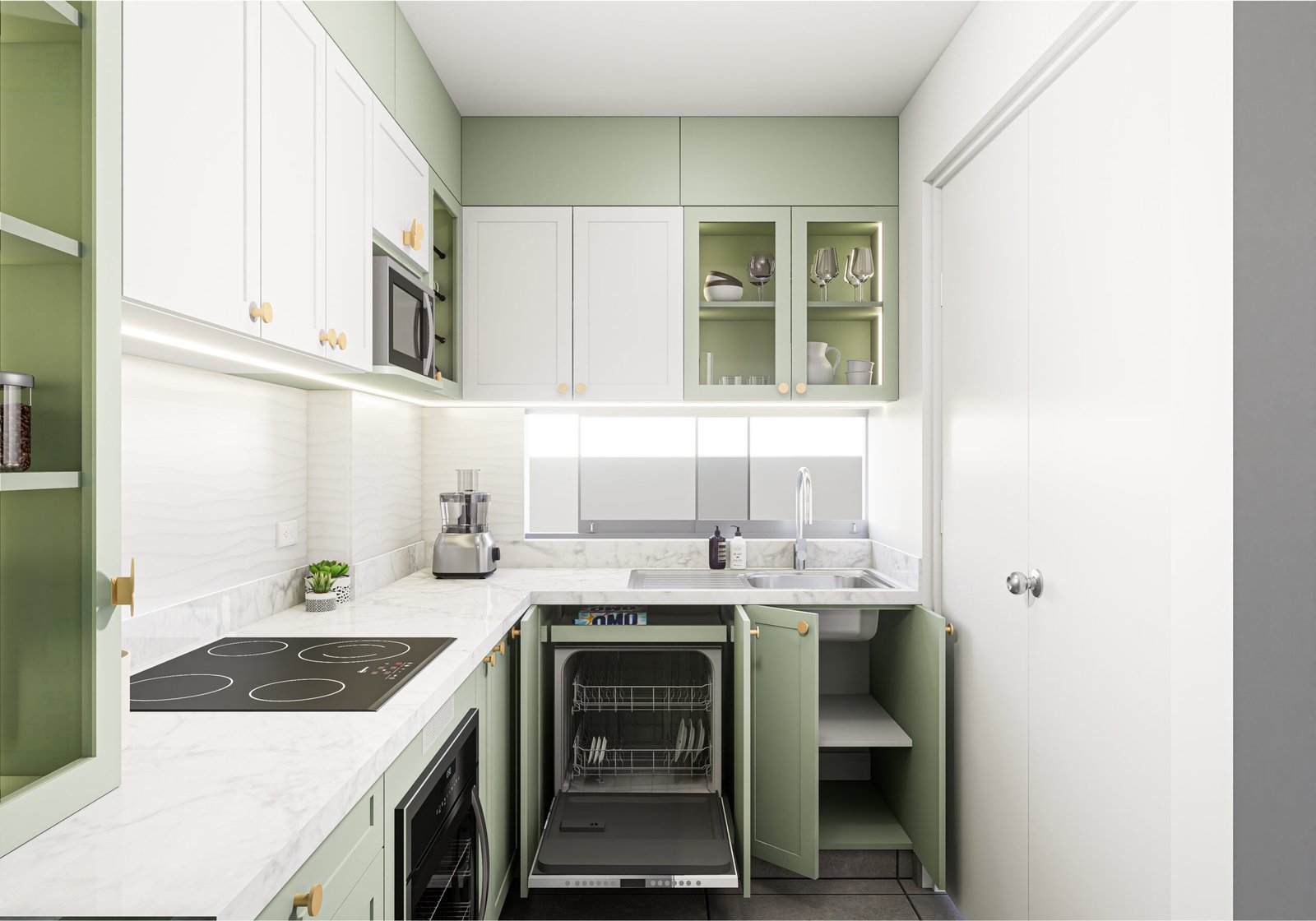 Interior de sala con sofá azul